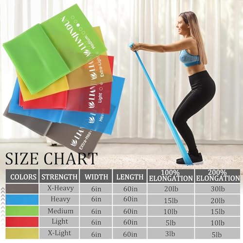 Resistance Bands for Working Out, Physical Therapy, Exercise, Pilates, Yoga - color: 5 Colour Set
