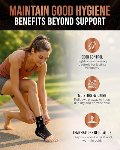 TheraCopper Copper Ankle Brace for Men & Women (Small, 2 Pack) - size: Small