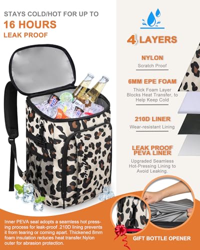 Capolo Cooler Backpack Insulated Leak Proof for Women Men Soft Cooler Bag - color: Leopard, size: 36 Cans