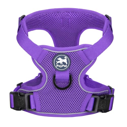 PoyPet Mesh Dog Harness, Reflective Breathable Puppy Vest for Small Dogs - color: Purple, size: XS