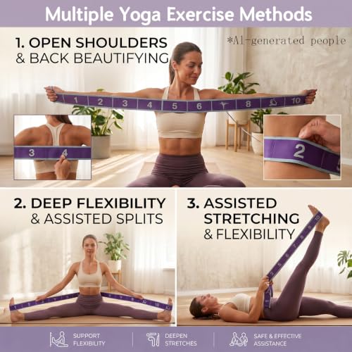 3Pcs Pedal Resistance Band with Handle Figure 8 Resistance Band Purple