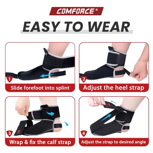 Plantar Fasciitis Night Splint Sock & Arch Support-24 Hour Heel Pain Relief - color: Black