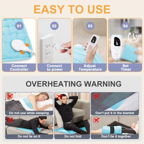 Heating Pad,Electric Heating Pad,Heating Pad for Back (LightBlue, 24"x12") - color: Babyblue, size: 24x12 Inch