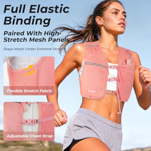 Running Vest for Women & Men with 500ML Soft Flask | Hydration Vest - color: Pink, size: XS/S (1 Soft Flask)
