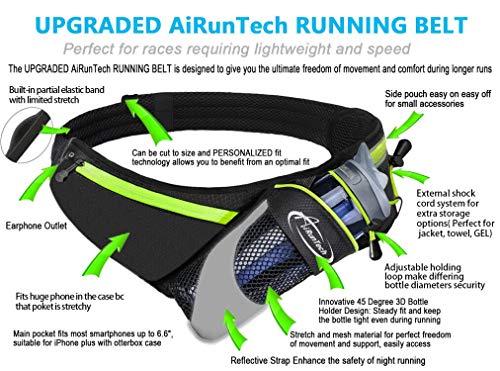 AiRunTech Running Hydration Belt with Water Bottle Holder,Hiking Fanny Pack for Phone and Wallet,Running Bag Runners Essentials Accessories Marathon Triathlon Walking Jogging Gear Gift - color: Without Bottle Hydration Belt(GR)