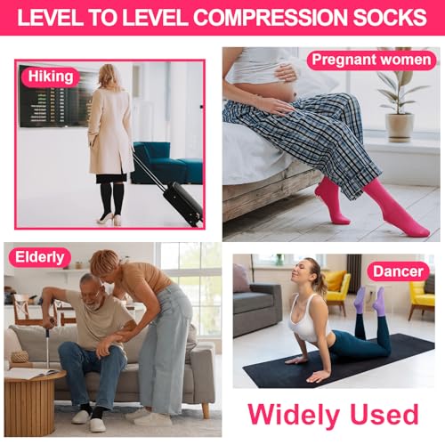 3 Pair Non Slip Compression Socks Women Men - color: Bright Color, style: Minimalist