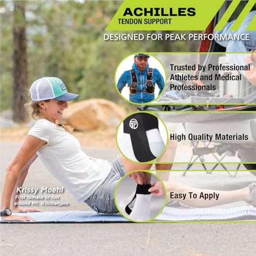 Pro-Tec Athletics Achilles Tendon Support, Tendinitis Relief, Compression Pad, Stabilization, Adjustable Strap & Heel Lift - size: Small/Large