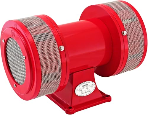 Vixen Horns Super Loud Air Raid Siren, Industrial Alarm with 120V AC Motor 125 dB, 2600 ft Range, Omnidirectional 360° Coverage | Fire/Tornado Siren Horn with Heavy-Duty Electric Motor, VXS-1450AR - size: 125 dB - Range 2600 ft - HEAVY-DUTY