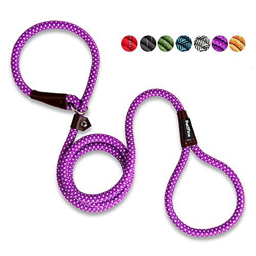 PetiFine Slip Lead Dog Leash Reflective, 6FT x 1/2" Heavy Duty Slip Leash - color: Purple, size: 1/2" x 6 FT