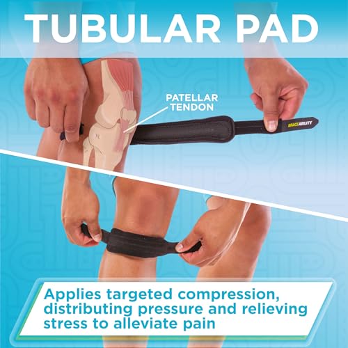 BraceAbility Patellar Tendon Support Strap - Knee Stabilizer Brace with Adjustable Band for Patella Tendonitis, Osgood Schlatter, Soccer, Basketball, Running, Jumper's Knee, Tennis, Volleyball (3XL) - size: 3X-Large