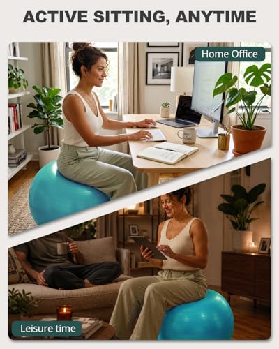 Trideer Yoga Ball for Exercise, Pregnancy, Exercise Ball, Pump Included - color: Turkis, size: M(19-22ines/48-55cm)