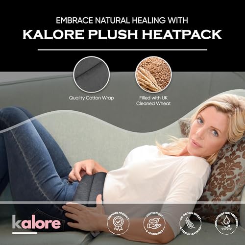 Microwavable Heating Pads for Winter Warmth, Back, Stomach & Head Comfort – Kalore Neck Wrap with Velboa Faux Fur Cover – Even Heat Distribution Hot Compress Bag – Wheat Heat Pad – Unscented – Black - size: Unscented, style: Plush Black