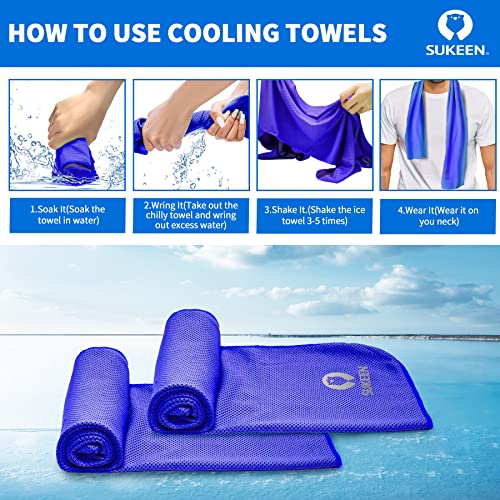 Sukeen Cooling Towels for Neck and Face (40"x12"), Cooling Wraps for Sports - color: Dark Blue/Green/Pink/Grey