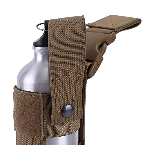 Drop Leg Water Bottle Holster, Pepper Spray Holder Adjustable Thigh Pepper Spray Pouch Open Top Thigh Pouch for Left/Right Leg - color: Tan