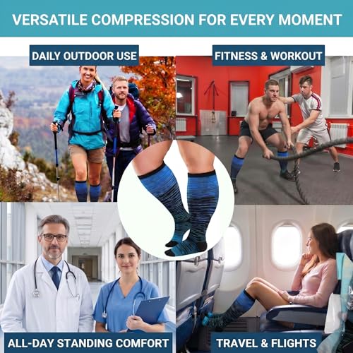 4 Pairs Plus Size Compression Socks, Large Wide Calf Knee High Socks for Women and Men, 15-25 mmHg Support Socks - size: 3X-Large