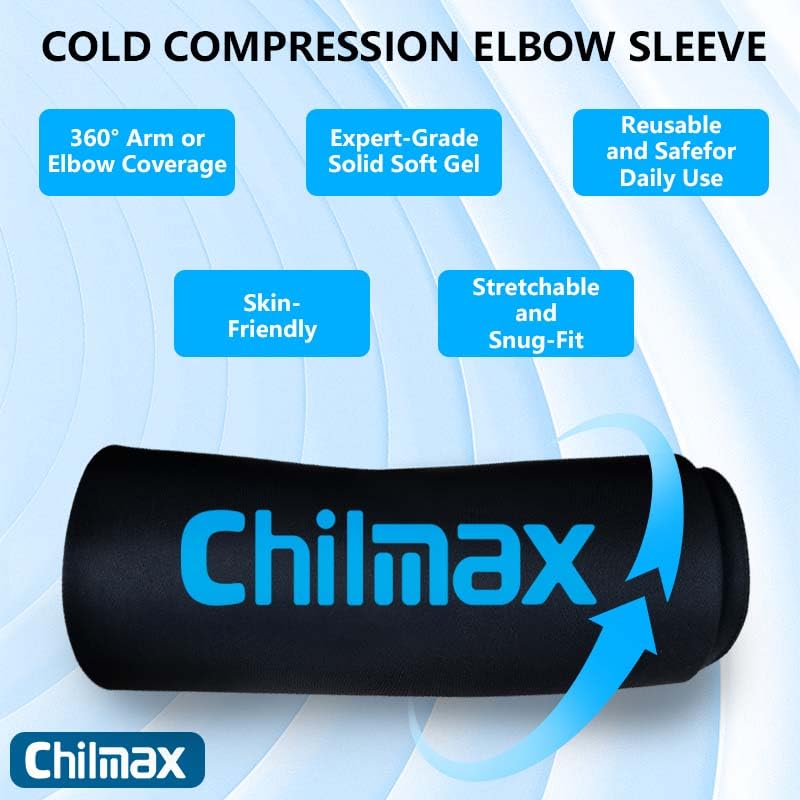 Elbow Ice Pack Wrap Compression Sleeve Pain Relief, Tennis Elbow & Golfers Arm Cold Hot Packs Brace,Reusable Gel Ice Sleeve for Knee Calf Ankle Thigh Injurie,Fits Left/Right (XL) - size: XL