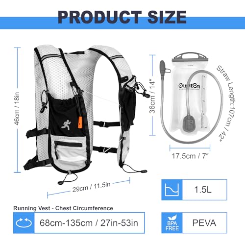 Running Vest with Adjustable Chest Straps for Women Men Hydration Vest for Marathon Jogging Hiking Cycling - size: White, style: Running Vest with one 1.5L Water Bladder