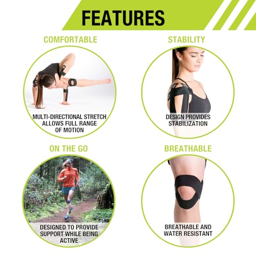 Pro-Tec Athletics Kinesiology Tape, Pre-Cut Strips for Muscle Tightness, Soft Tissue Support, Circulation, Reduced Fatigue - color: Pink/Black