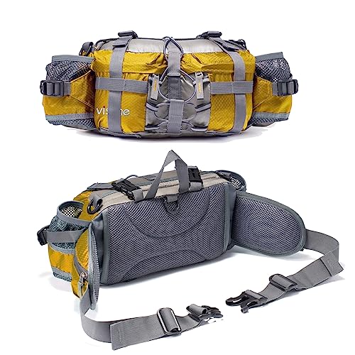 Outdoor Fanny Pack Hydration Waist Pack 2 Water Bottle Holder Men Women - color: Yellow