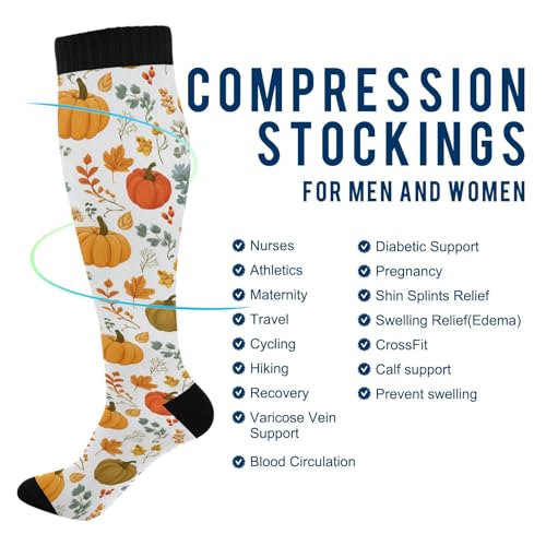 Wusikd Heartbeat Symbol Compression Socks for Women and Men Circulation Black Long Socks for Athletic Running 1 - color: Autumn