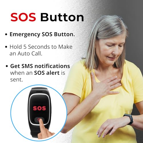 Seculife Medical Alert Smartband for Seniors — Alerts Go Direct to Family, No Call Center | Auto Fall Detection, GPS Tracking, Heart Rate Monitor, 2-Way Calling, SOS Button, Waterproof Wearable - color: Black