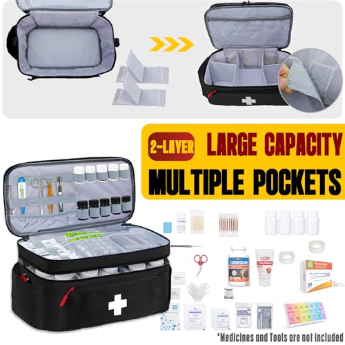 2-Layer First Aid Bag Empty 15¾"H x 9½"W x 7" H Black - color: Black