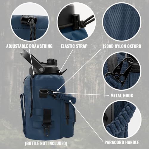 NATURE PIONEOR 32 64 128oz Tactical Water Bottle Pouch, MOLLE Bottle Holder - color: Deep Blue, size: 128OZ/YT Half Gallon