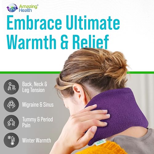 Microwavable Heating Pad for Neck, Back & Shoulders - Heating Bean Bag Microwavable Pillow - Cleaned Wheat & Unscented Heating Pad Wrap - Amazing Health, Purple - color: Purple (Unscented)
