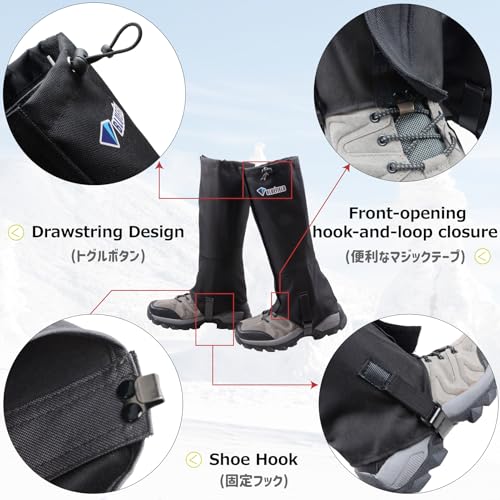 Azarxis Hiking Gaiters for Outdoor Hunting Walking Backpacking Women Men Ankle Leg Guard Boot Legging Cover Snow Waterproof - color: #01 Dark Grey