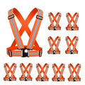 Reflective Strap Safety Vest Gear - 2-10 Pack Adjustable High Visible Reflective Running Gear for Women Men Night - color: Orange x10