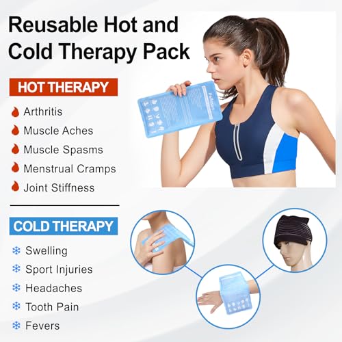 Pallesen Ice Packs, Ice Packs for Injuries Reusable, Cold Packs for Injuries, with Wrap, Flexible Therapy, Soft Gel Pack, Cold Compress for Pain Relief, Blue - color: Blue