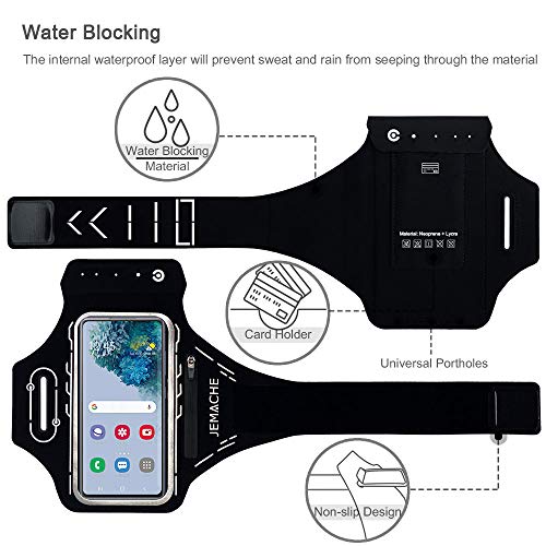 Armband for Samsung Galaxy S26 S25 S24 S23 S22 Ultra/Plus/FE, Gym Running Workouts Arm Band with Earbuds Holder (Black) - color: Black