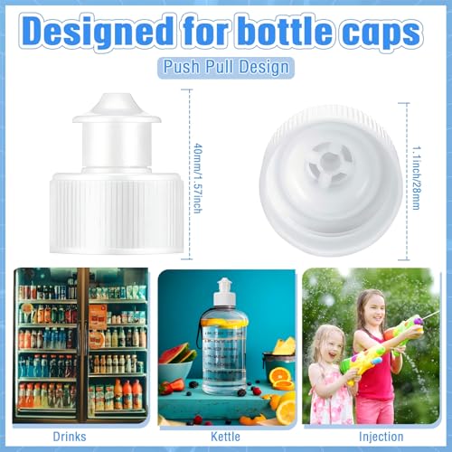Sieral 20 Pcs 28 mm Push Pull Cap for Water White Bottle Sports Bottle Lid