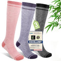 Compression Socks Women & Men 15-20 mmHg for Flying - color: I12-3pairs (Purple&pink&light Gray), size: Large-X-Large
