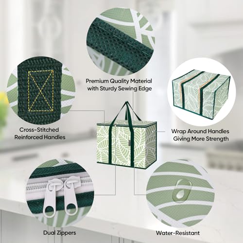 BALEINE Insulated Reusable Grocery Bags with Zippered Top, Large Cooler Bag - color: Antique Foliage, size: 2 Pack