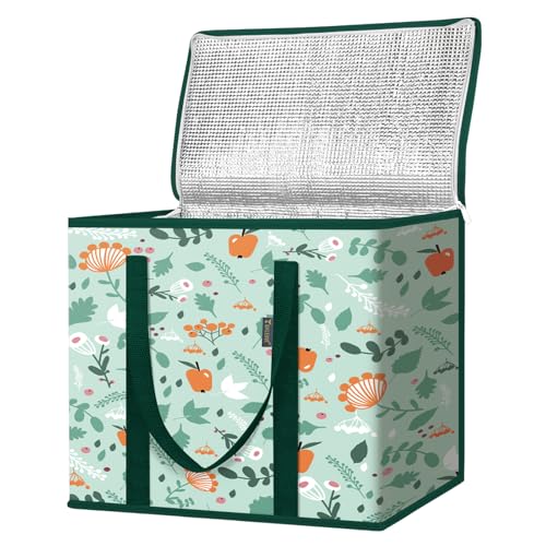 BALEINE Insulated Reusable Grocery Bags with Zippered Top, Large Cooler Bag - color: Spring Stroll, size: 1 Pack