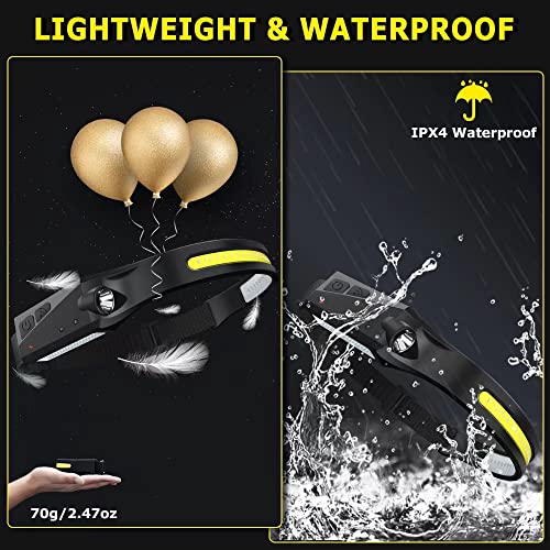 Rechargeable Headlamp 3PCS, 230° LED Head Lamp, Head Lights for Forehead - size: 3Pack