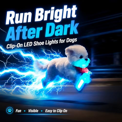 Dog Shoes LED Light, Clip-On Safety LED Light for Pet Boots, Night Visibility Shoe Light, Waterproof Glowing Accessory for Dog Shoes, Halloween Light Up Pet Shoe Light (Rainbow Flash, 4)