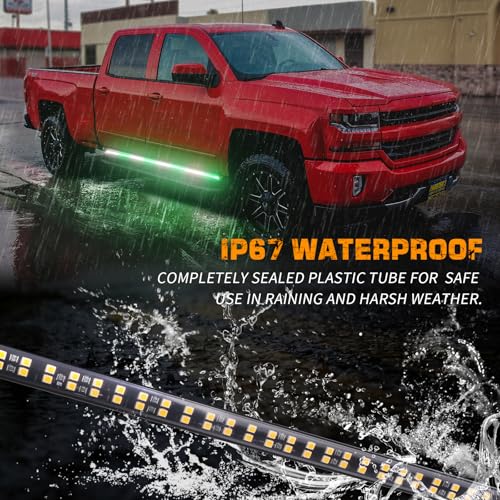 XRIDONSEN 2PCS 70 inch Running Board Lights 864 LED Strobe Light Strip - color: Green/White