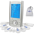 Belifu Dual Channel TENS EMS Unit 24 Modes Muscle Stimulator for Pain Relief Therapy, Electronic Pulse Massager Muscle Massager with 10 Pads, Dust-Proof Drawstring Storage Bag, Fastening Cable Ties - color: Silver