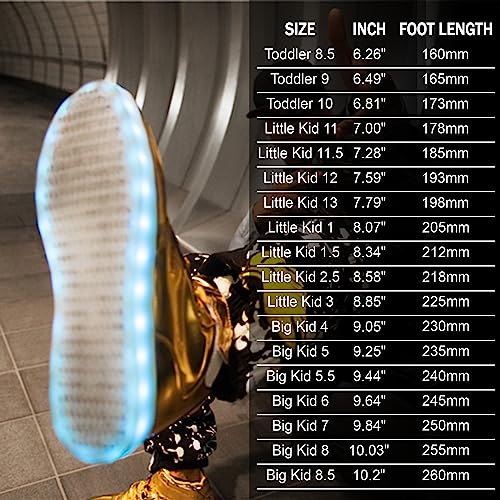 IGxx LED Light Up Shoes for Kids Boys Girls Sparkly Sneakers - color: Gold, size: 11 Little Kid