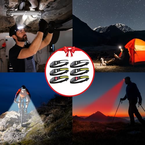 KYEKIO 6Pack 7Modes LED Headlamp Rechargeable with Red Light for Adults - size: 6 Pack