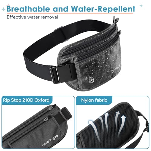 travel inspira RFID Hidden Money Belt Slim Anti Theft Travel Wallet - color: Black