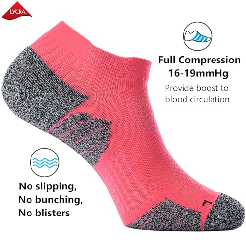 CWVLC Cushioned Athletic Ankle Compression Socks for Women Men 3/6 Pairs - color: 3-pairs Watermelon, size: Medium