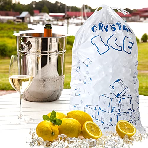 Ice Bags 10 lb with Drawstring, 50 Count Ice Bags for Ice Machine, Heavy-Duty Reusable Ice Cube Bag, Portable Storage and Freezer Keeper - size: 10LB