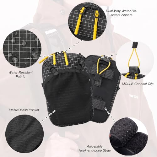 Backpack Strap Attachment Bag, Portable Phone Pocket & Water Bottle Holder Pouch for Outdoor Hiking, Travel, Cycling (Black) - color: Black