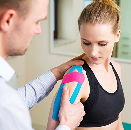 Original Kinesiology Athletic Tape. Professional Sports Tape for Ankle Wrist Knee Shoulder Muscles Joints. Latex Free, Waterproof, Stretchy, and Gentle on Skin. Up to 115 ft/Roll - color: BLUE
