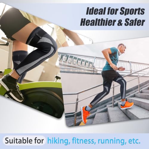 Full Leg Compression Sleeve with Adjustable Strap for Sports, M - size: Medium