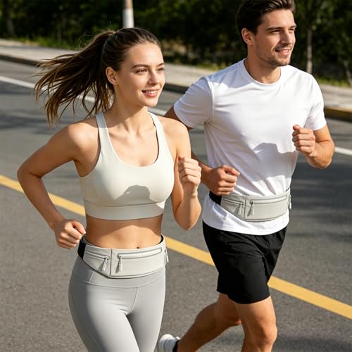 Slim Running Belt for Women Men,Phone Holder Waist Pack,Runners Fanny Pack - color: Drak Gray