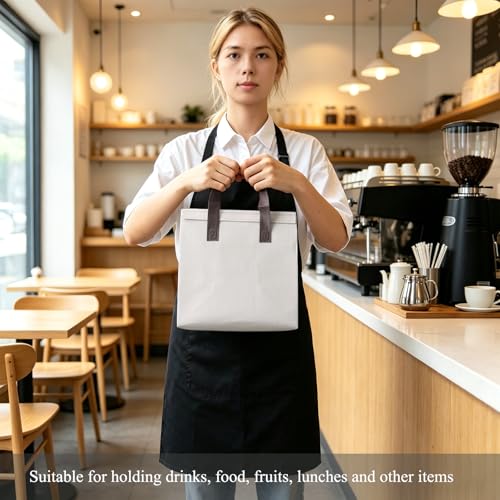 12Pcs Insulated Lunch Bags Disposable Cooler Thermal Grocery Takeout Bag for Food Delivery Party Drink Picnic Holiday, Beige - color: Beige, size: 9.45"(H) x 9.45"(L) x 5.91"(W)